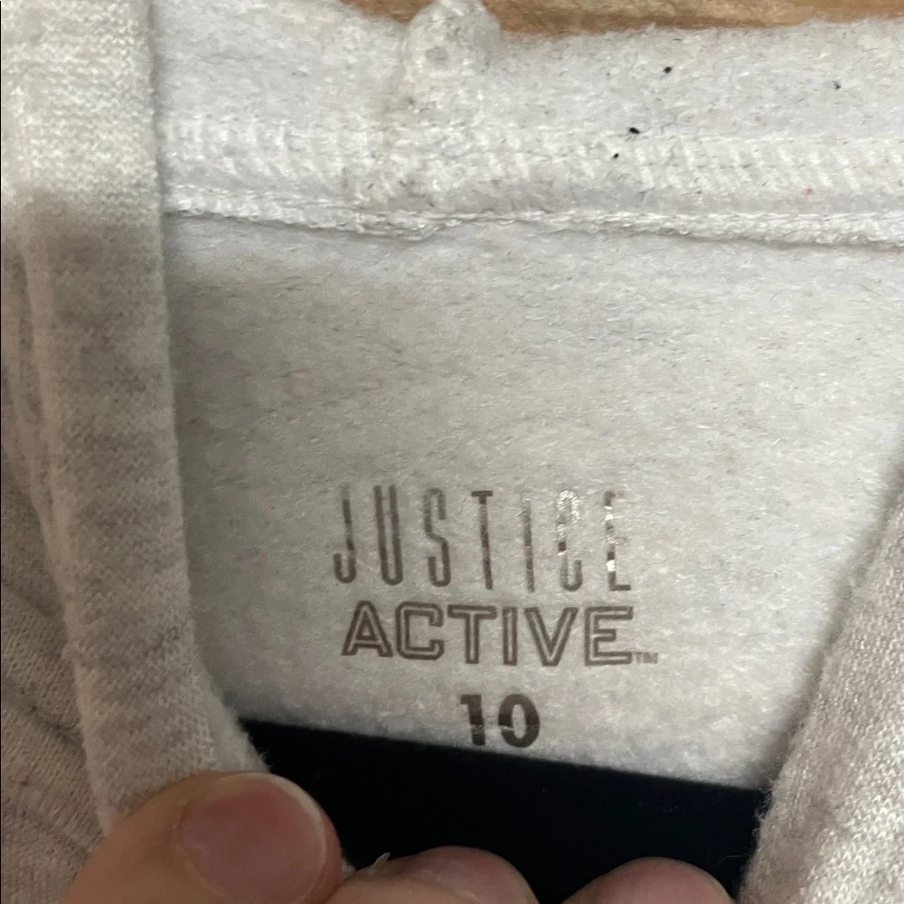 Justice Active size 10 Soft Gray Sparkly Graphic Stars Cropped Hoodie